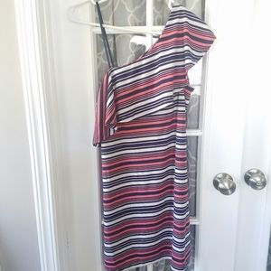 🔥 3 for $10 // one shoulder stripe dress